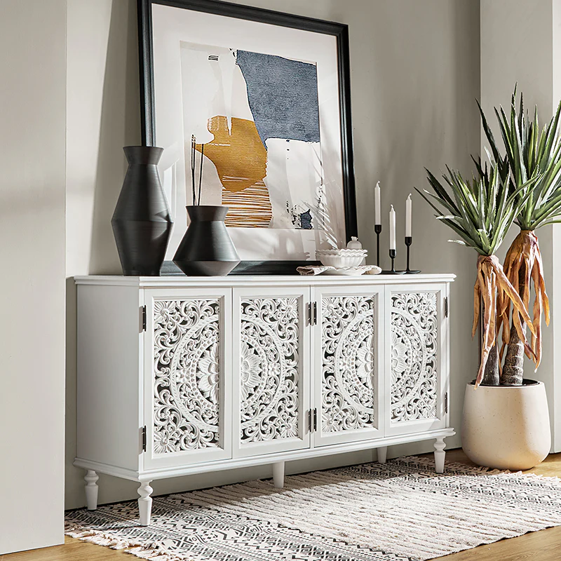 Emathides 63 Solid Wood Sideboard with Lighting & Wine Rack