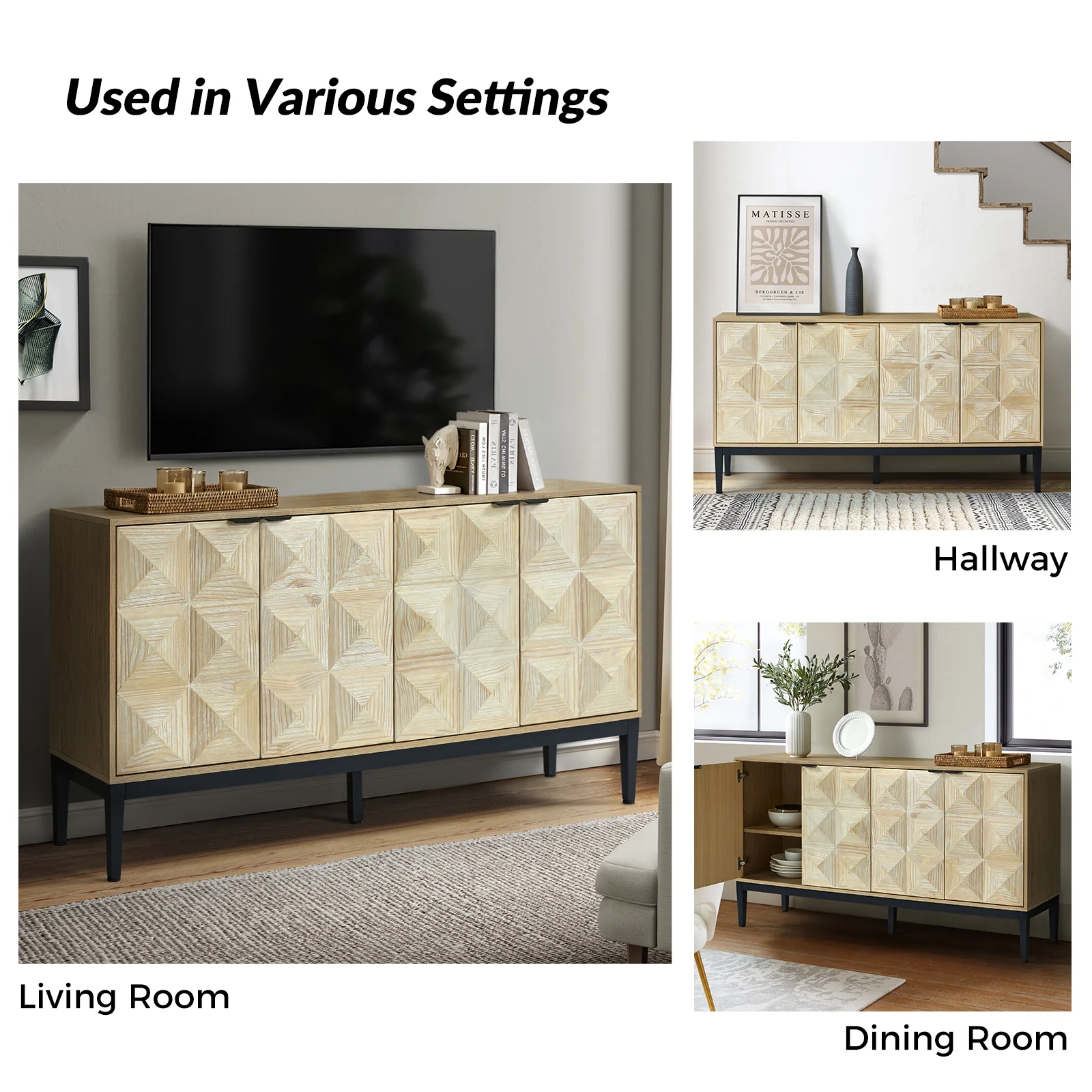 Kamu 60 Wide 4-Door Modern Style Sideboard