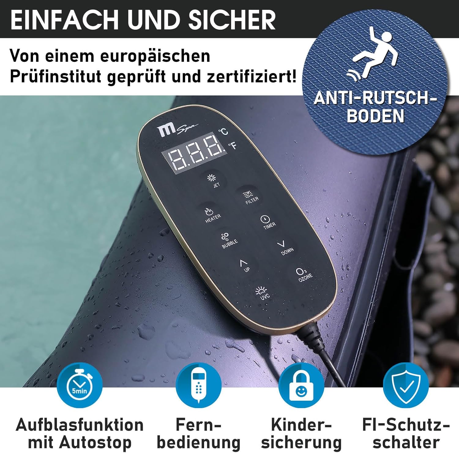 BRAST® MSpa Inflatable Whirlpool, 4-8 People, Many Models, Round and Square, Diameter 125-224 cm