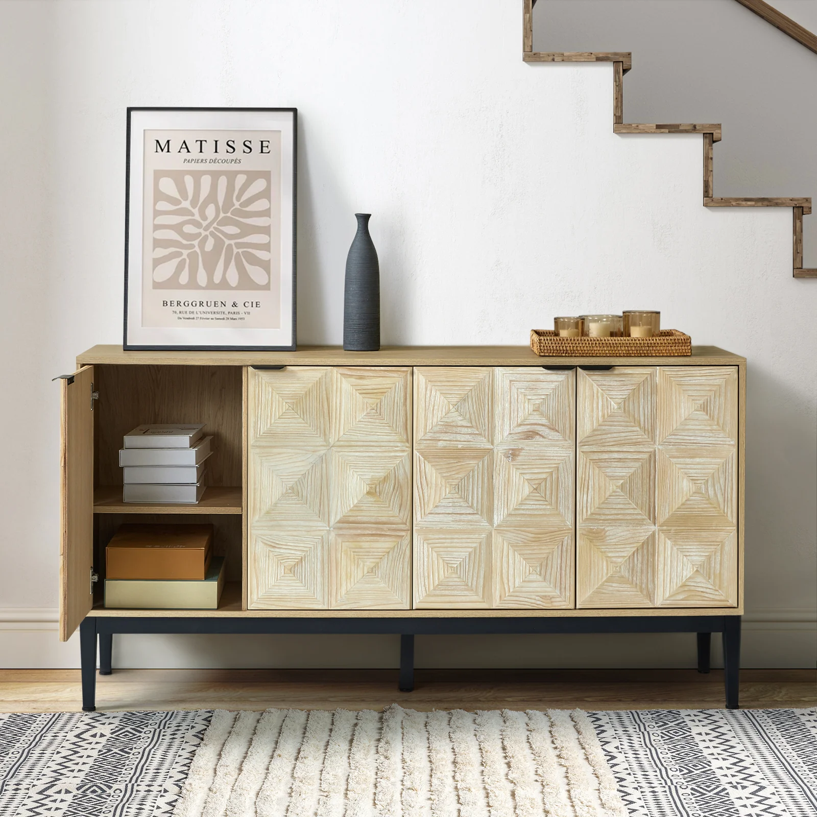 Kamu 60 Wide 4-Door Modern Style Sideboard