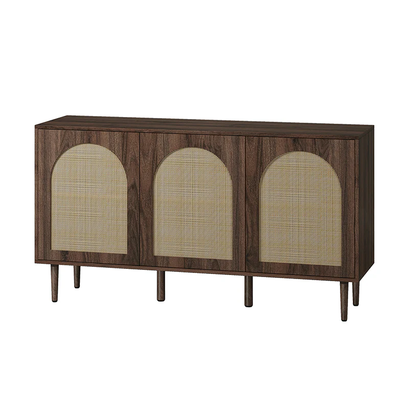 Posey 56 Wide Wood and Rattan Kacie Modern Sideboard