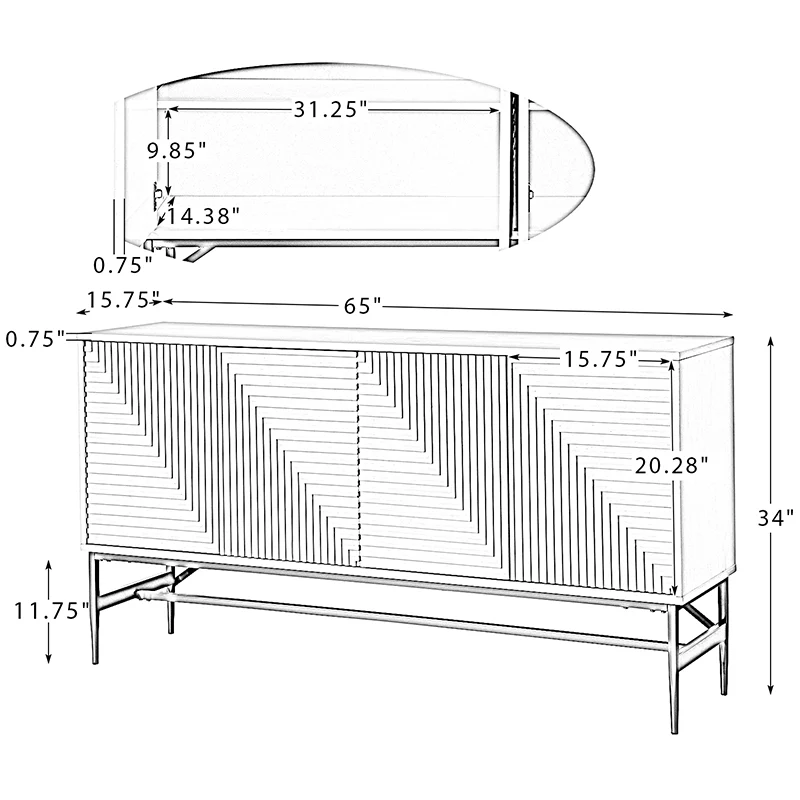 Yanick 65 Wide Sideboard