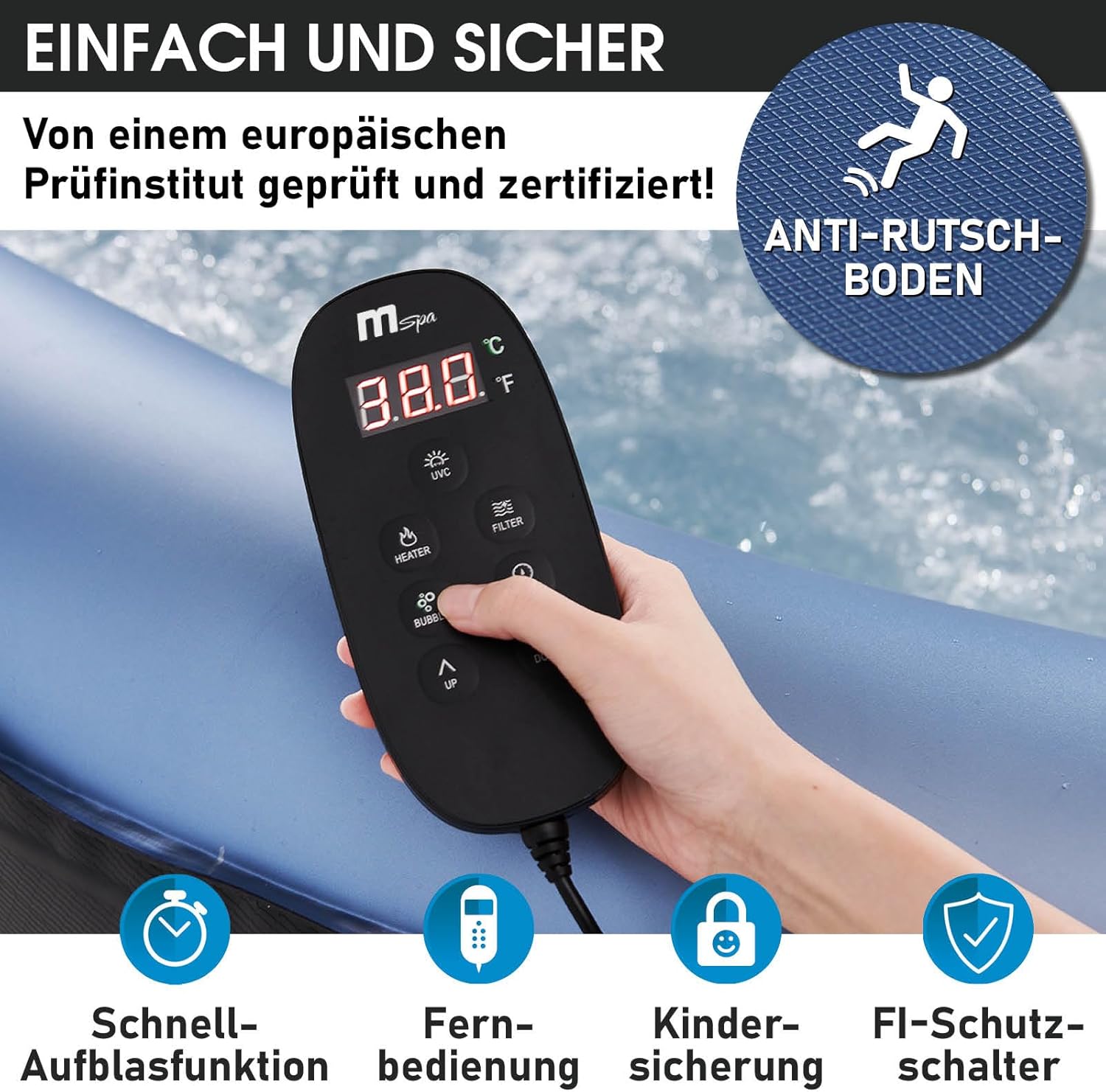 BRAST MSpa Inflatable for 6 People Spa 185 x 185 cm In-Outdoor Pool