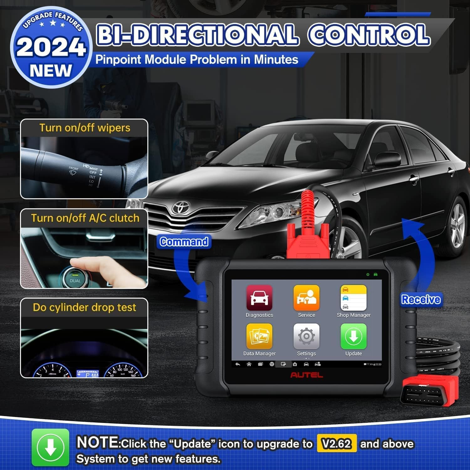 Autel MaxiCheck MX808S Android 11 Scanner [EU Version 2024], Like MaxiCOM MK808S/MK808Z, Newer Model of MK808/MX808, Fully Bi-Directional, 28+ Service, OE All System Scan, ABS/SRS/EPB/BMS