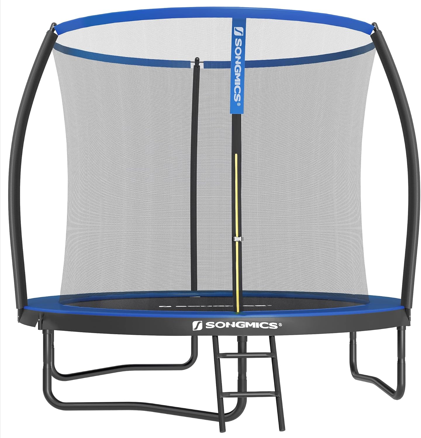 SONGMICS Trampolin Outdoor Ø 244 cm, rundes Gartentrampolin für Kinder mit Sicherheitsnetz, Randabdeckung, Leiter und gepolsterten Stangen