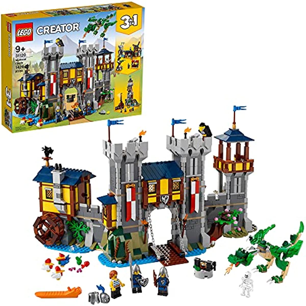 LEGO Creator 3in1 Medieval Castle 31120 Building Toy Set for Kids, Boys, and Girls Ages 9+ (1,426 Pieces)