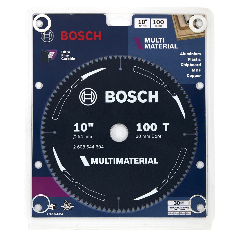 BOSCH 254mm 100T TCT Circular Saw Blade for Multi-Purpose Cutting – MULTIMATERIAL 2608644604