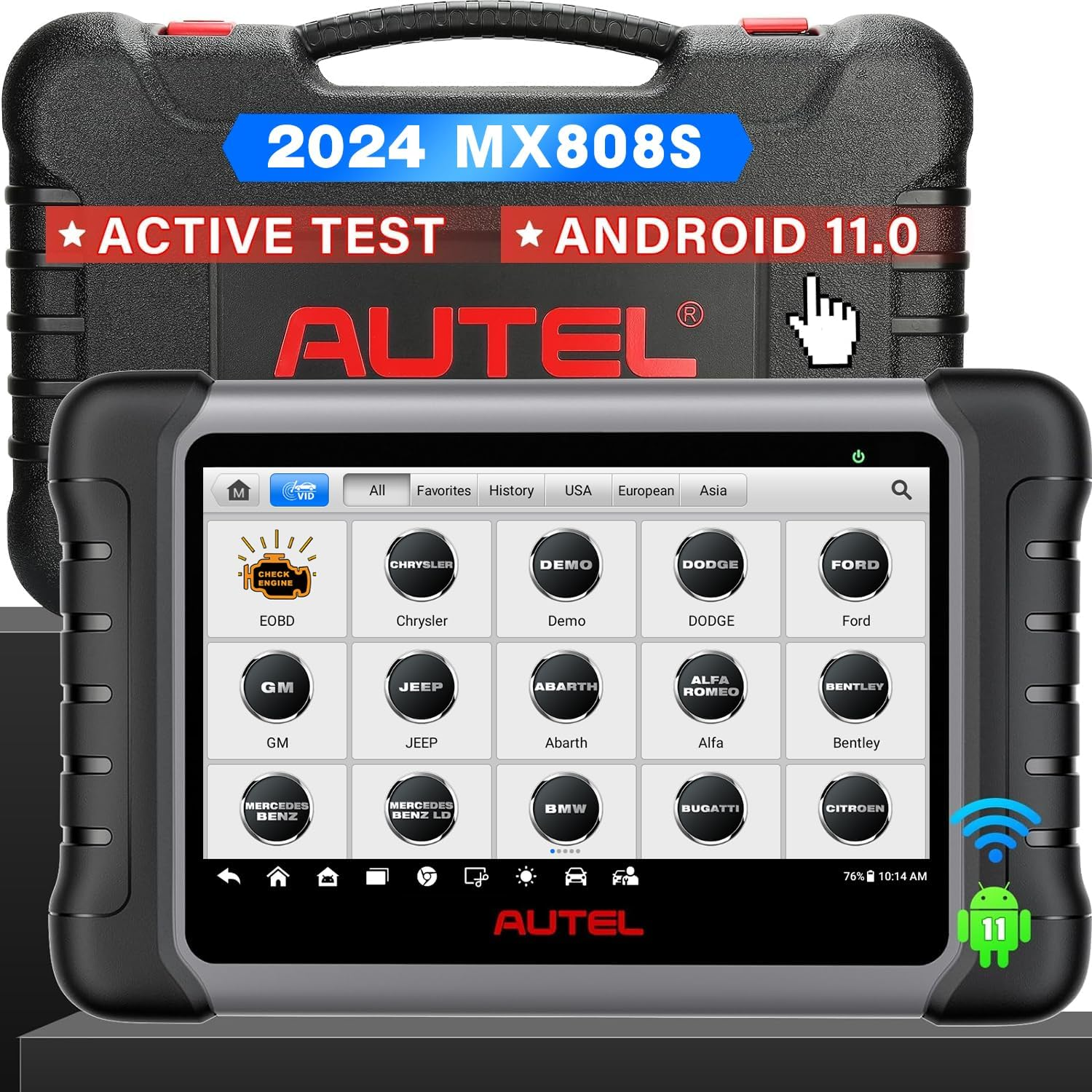 Autel MaxiCheck MX808S Android 11 Scanner [EU Version 2024], Like MaxiCOM MK808S/MK808Z, Newer Model of MK808/MX808, Fully Bi-Directional, 28+ Service, OE All System Scan, ABS/SRS/EPB/BMS