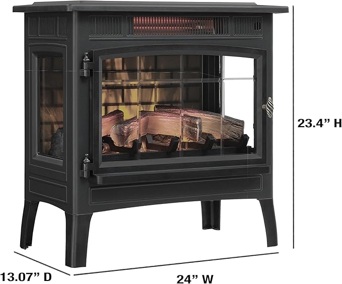 duraflame Freestanding Electric Fireplace Stove Heater with 3D Flame Effect for 1,000 Sq. Ft. Room