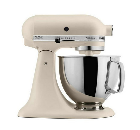 Artisan 5 Qt. 10-Speed Matte Fresh Linen Stand Mixer with Flat Beater, Wire Whip and Dough Hook Attachments