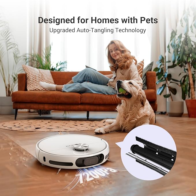 EZVIZ RS20 Pro Robot Vacuum Cleaner Auto All in One Station, 7200Pa, Hot Water Mop Washing, Hot Wind Self Drying, Self Emptying, Self Refilling, Pet Friendly, Carpet Detection, AI Obstacle Avoidance