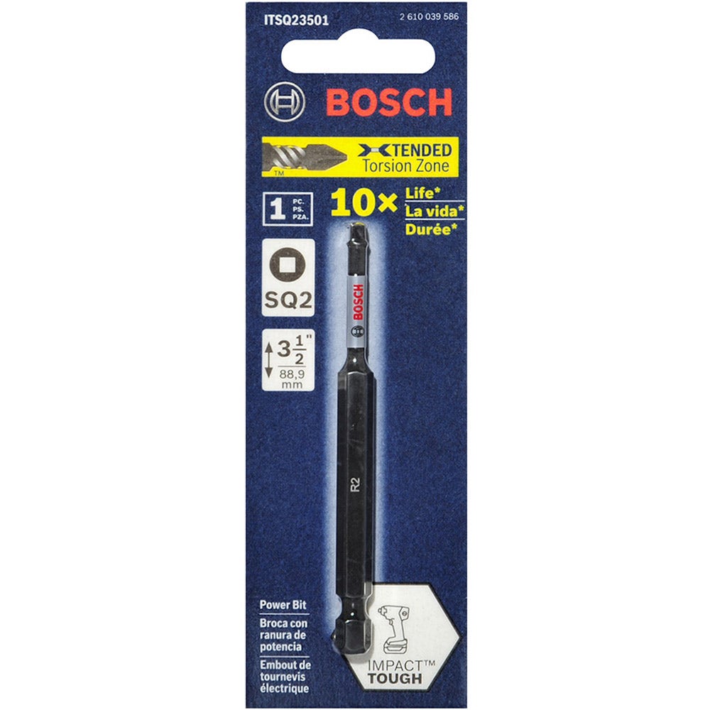 BOSCH R2 x 90mm Robertson/Square Power Screwdriver Bit - IMPACT TOUGH