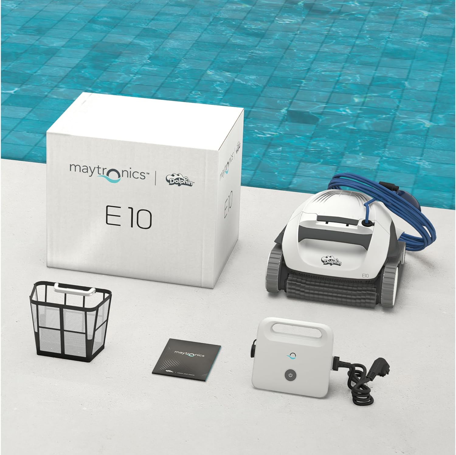 Dolphin E10 Electric Pool Cleaner Robot - Bottom Cleaning, Above Ground Pools up to 8 meters in Length