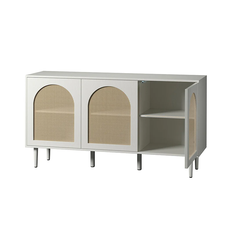 Posey 56 Wide Wood and Rattan Kacie Modern Sideboard
