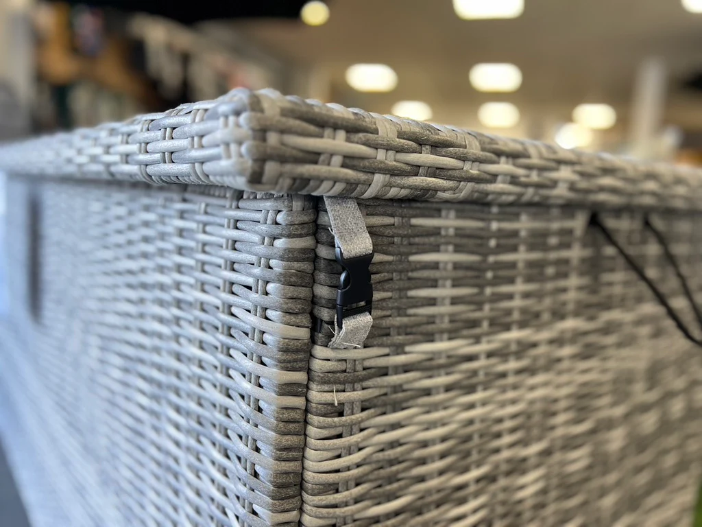 California Weather Proof Storage Chest Style Box with Liner in Grey Rattan Weave
