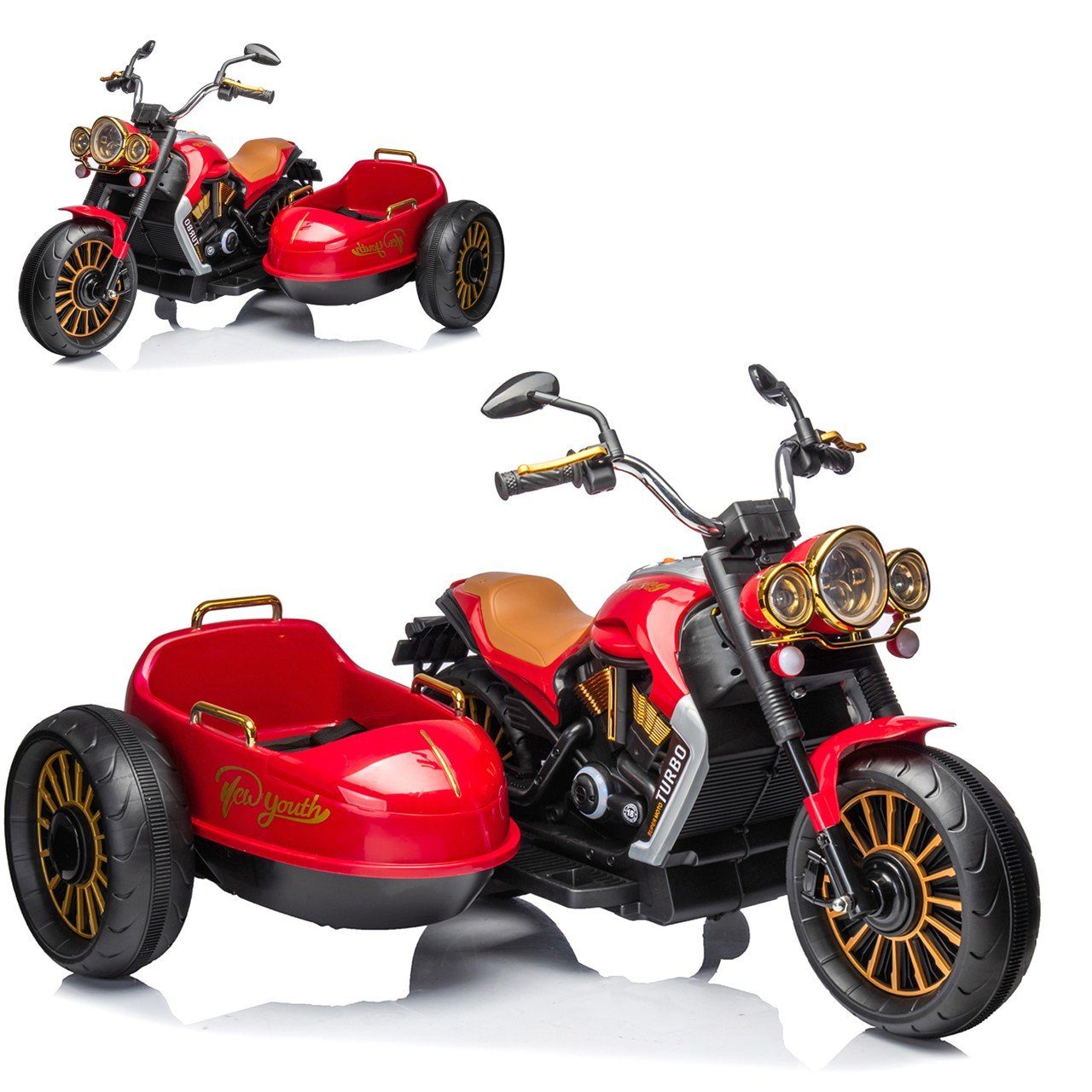 Chipolino electric children's motorcycle Children's electric motorcycle DUO, load capacity 50 kg, TRON, sidecar, music function, for 2 children