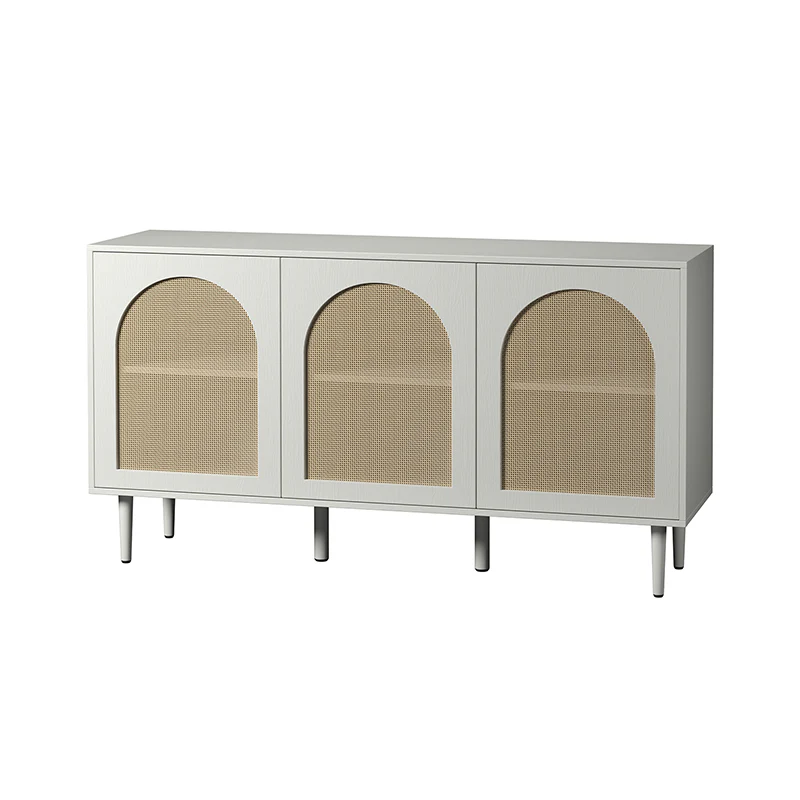 Posey 56 Wide Wood and Rattan Kacie Modern Sideboard