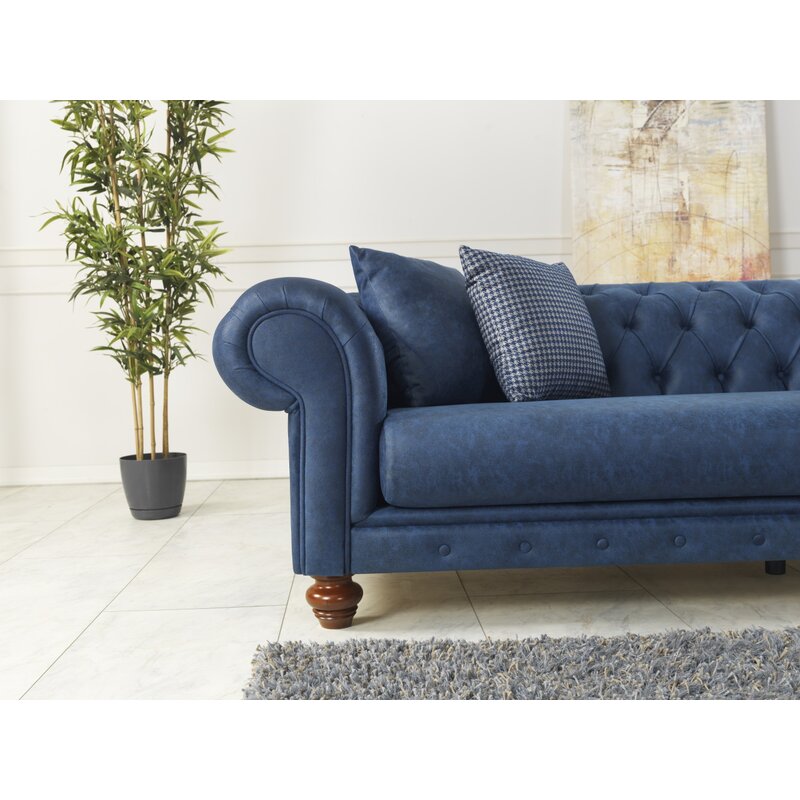Pritt 96.1” Rolled Arm Chesterfield Sofa