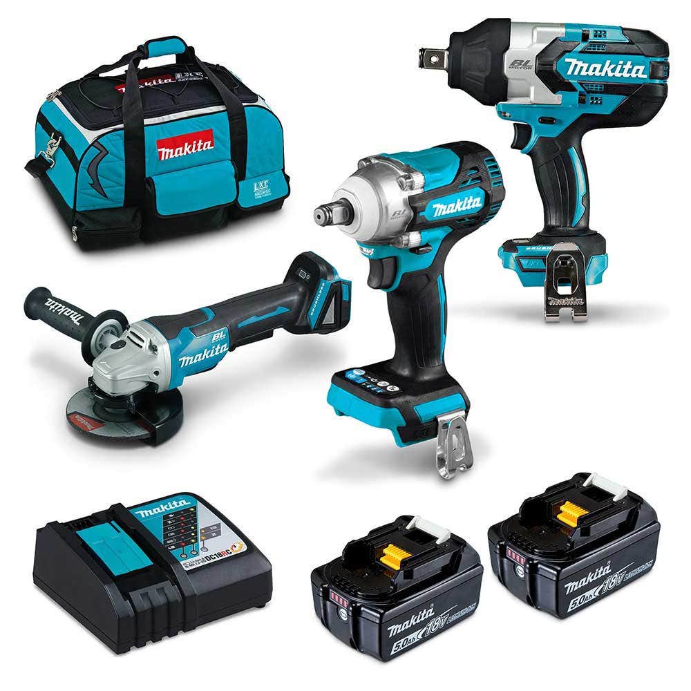 MAKITA 18V Brushless 3 Piece 2 x 5.0Ah Combo Kit DLX3123TX1
