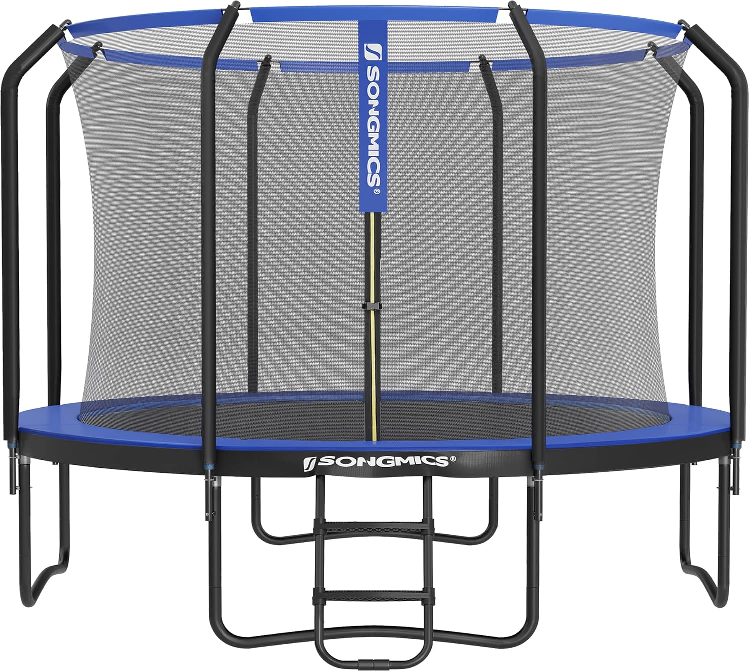 SONGMICS Trampolin Outdoor Ø 244 cm, rundes Gartentrampolin mit Sicherheitsnetz und Leiter, Randabdeckung, gepolstertes Gestell, für Kinder