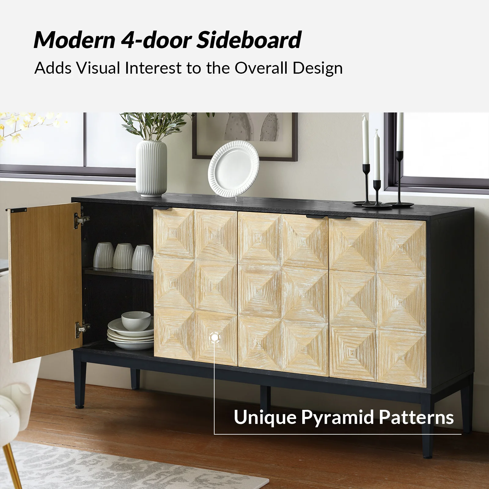 Kamu 60 Wide 4-Door Modern Style Sideboard