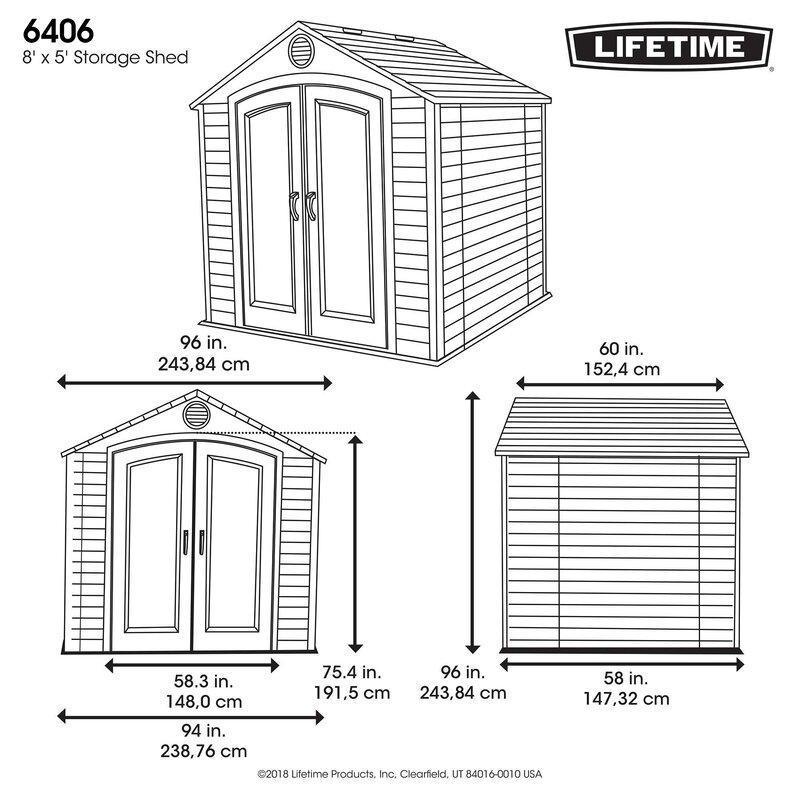 8 ft. W x 5 ft. D Plastic Storage Shed