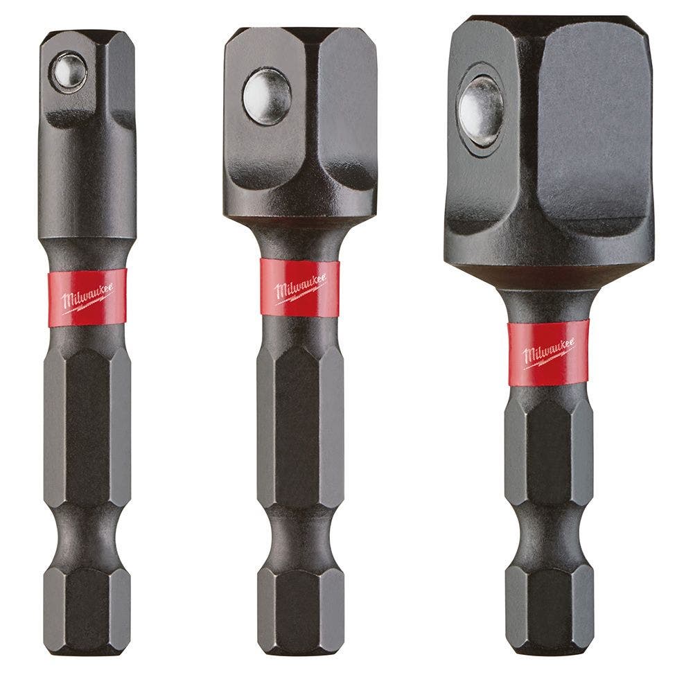 MILWAUKEE 1/4-Hex to Socket Drive Adaptor Bit Set - SHOCKWAVE - 3 Piece 48325033