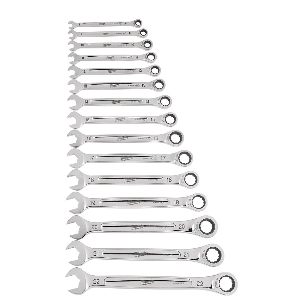 MILWAUKEE 15pc Metric Ratcheting Wrench Combination Set 48229516