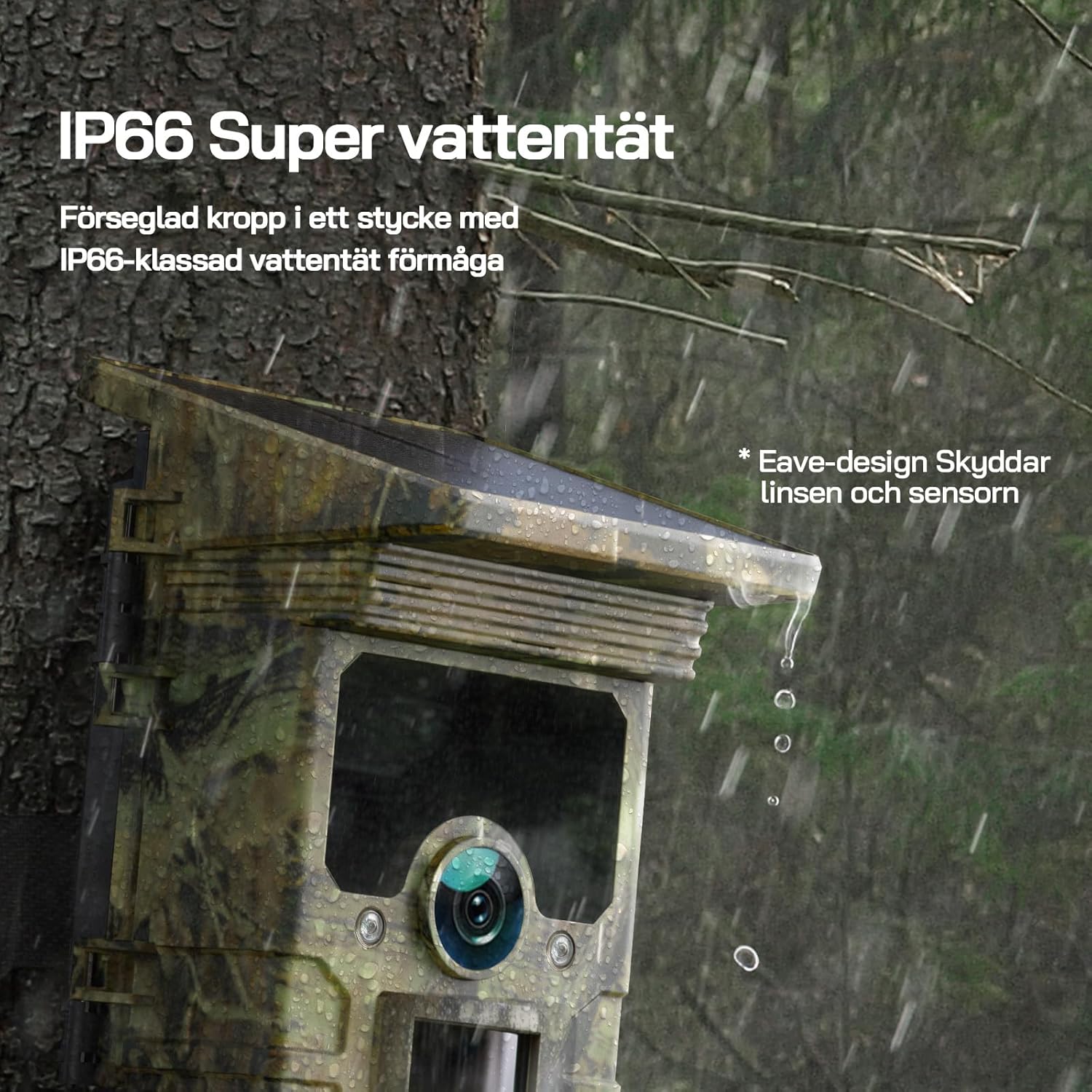 WOLFANG Wildlife Solar Camera 4K 30fps 46MP, WiFi Bluetooth Track Camera with Night Vision Motion Activated 0.1s Trigger Time IP66 Waterproof Gaming Camera for Wildlife Surveillance Micro