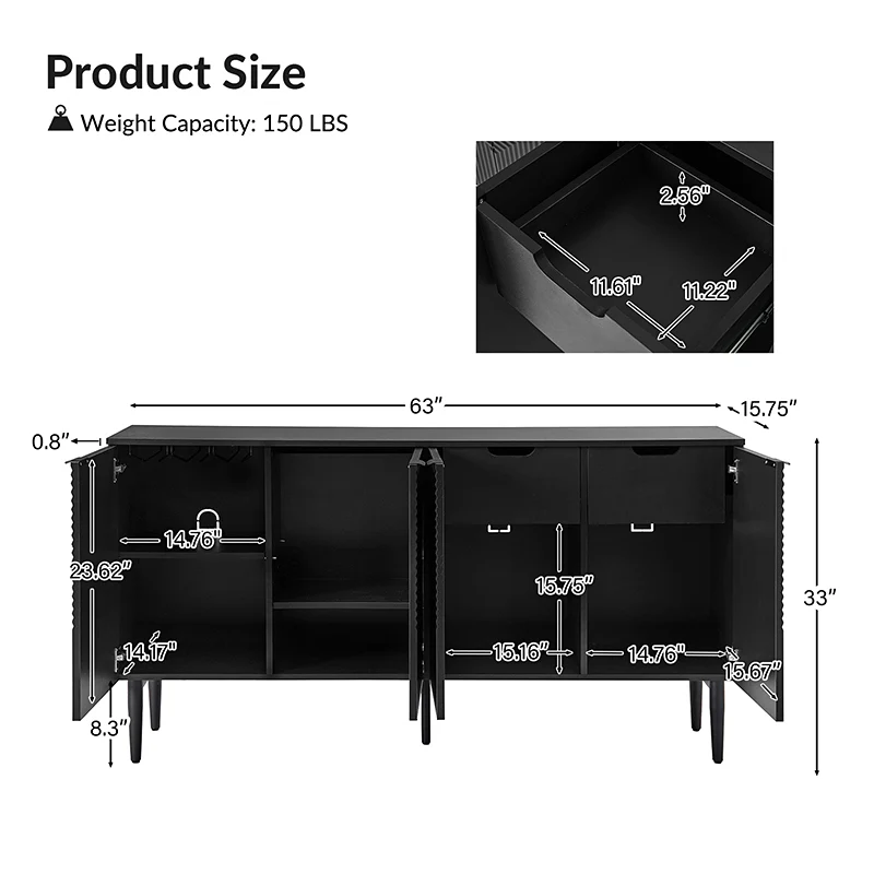 Lasse 63 Wide 4 Door Sideboard