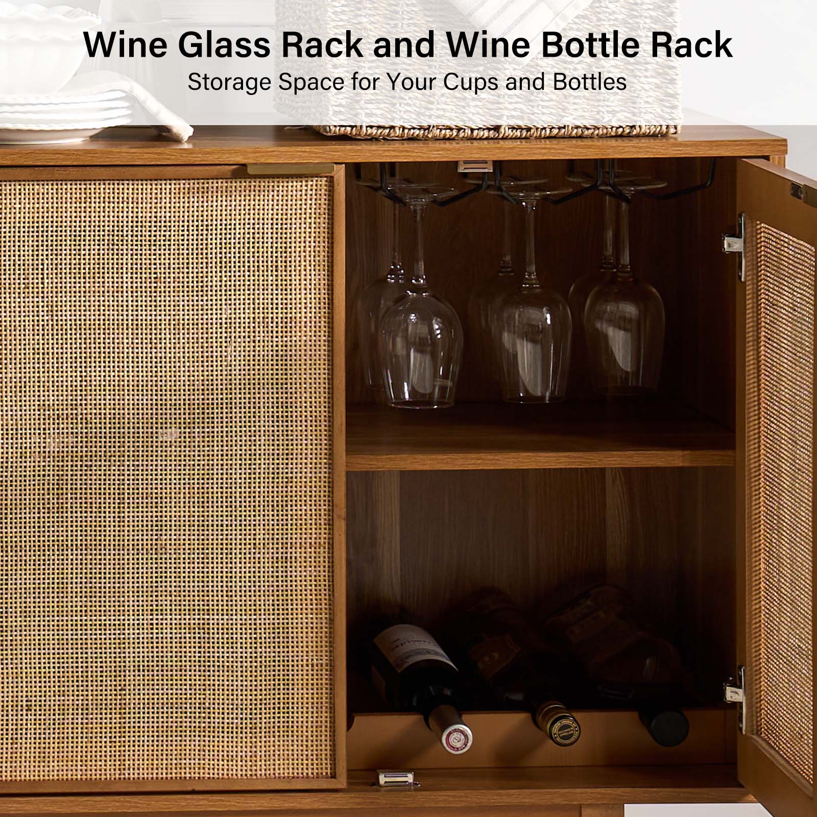 Otmar 63¡° Wide Natural Rattan Mesh Multi-Purpose Sideboard