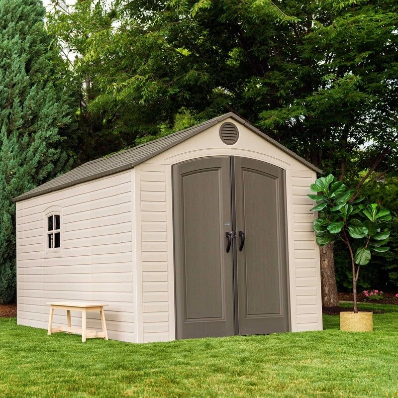 8' wide x 12.5' ​​deep plastic storage shed