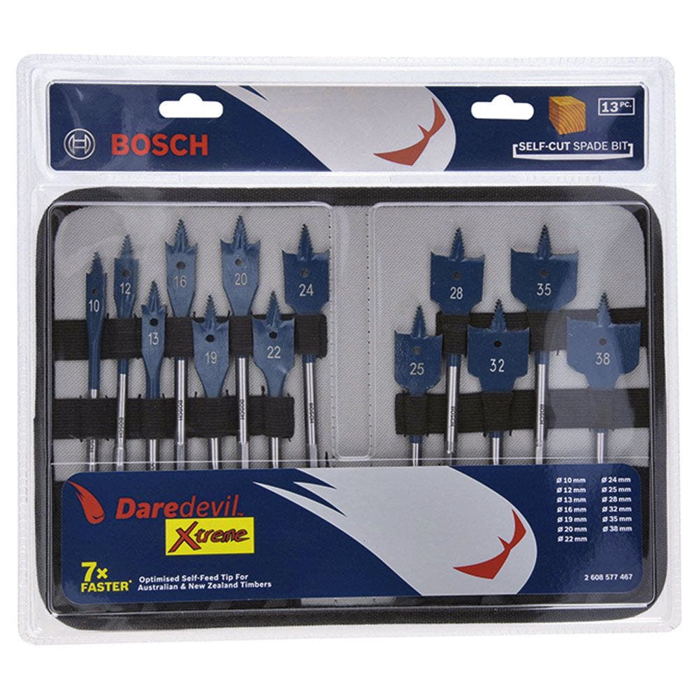 BOSCH 10-38mm Spade Bit Set - DAREDEVIL XTREME - 13 Piece 2608577467