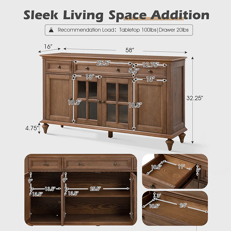 Nemo 58 Wide 3 Drawer Sideboard