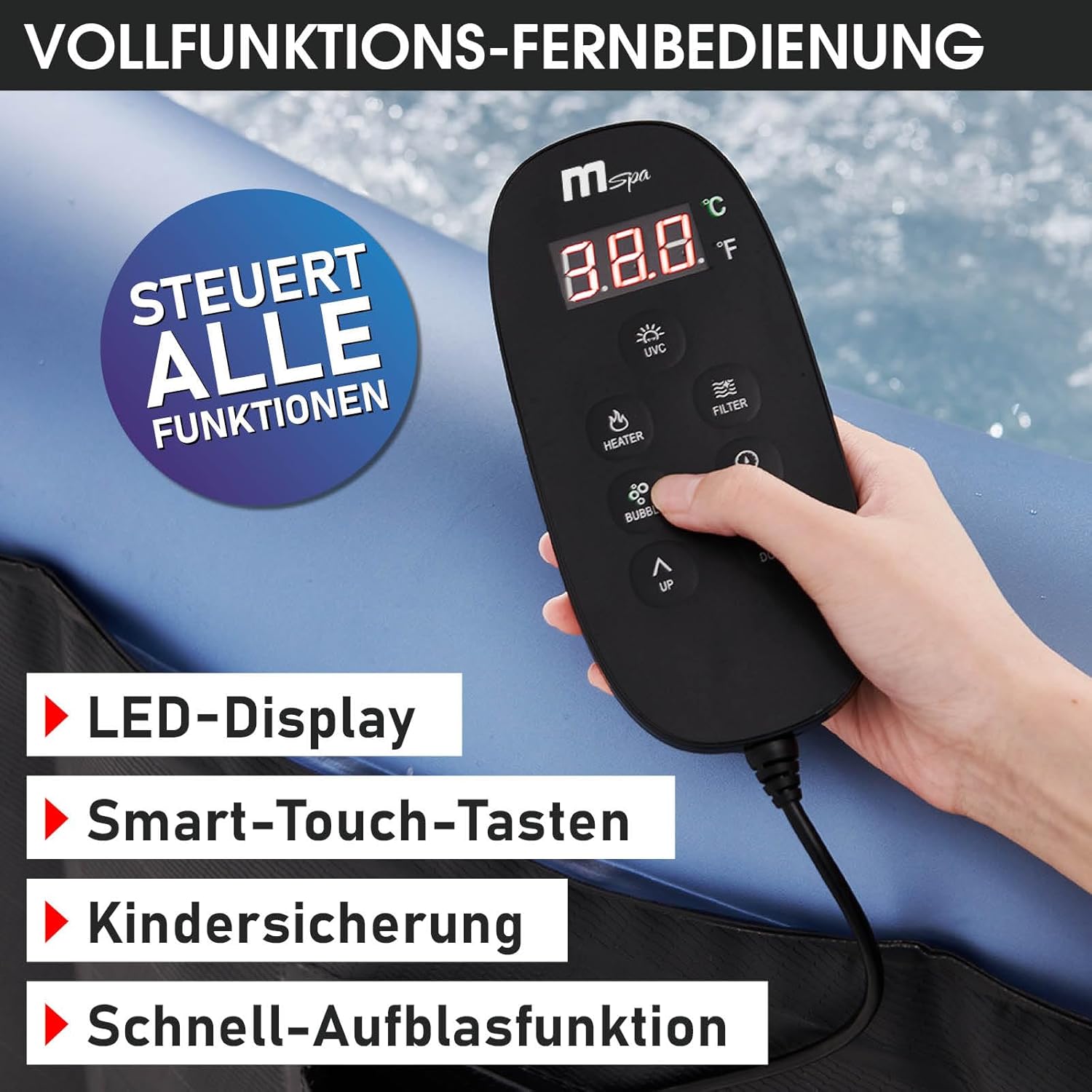 BRAST® MSpa Inflatable Whirlpool, 4-8 People, Many Models, Round and Square, Diameter 125-224 cm