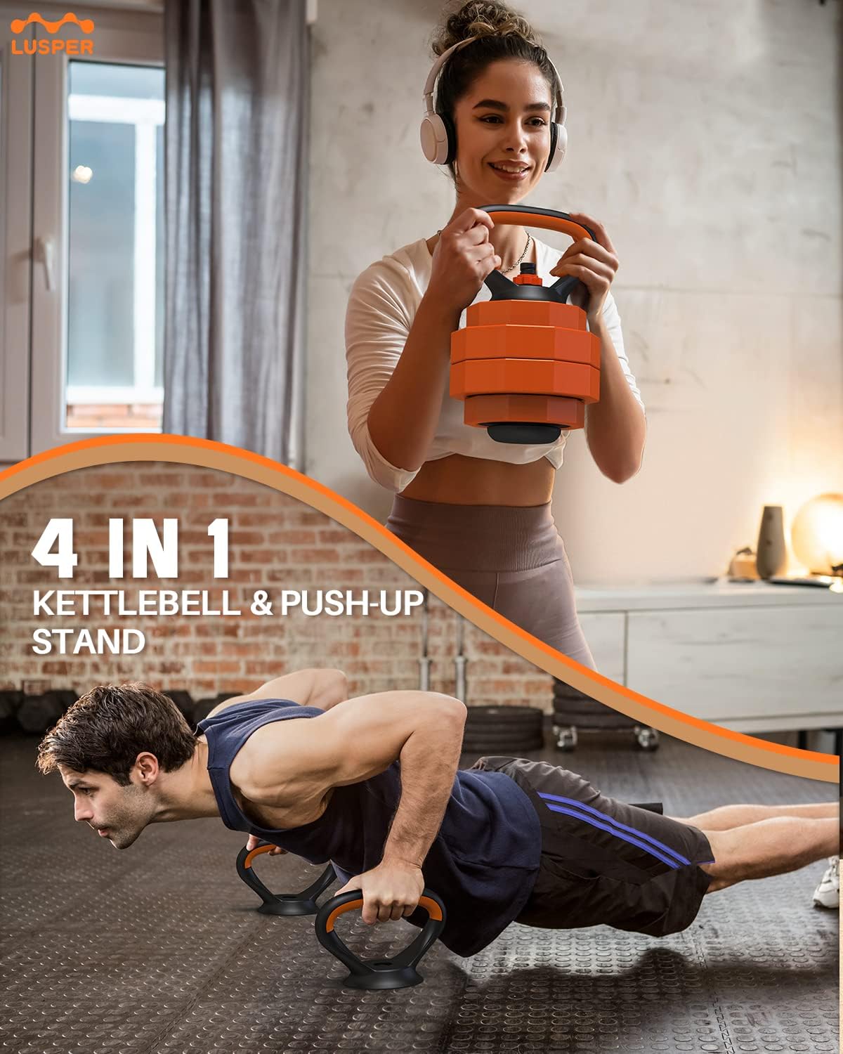 Lusper Adjustable Weights Dumbbells Set, 44LB/55LB/66LB Free Weights, 3 in 1 Mutiweight Dumbbell/Barbell/Kettlebell with Connector, Versatile Weight Set for Home Gym