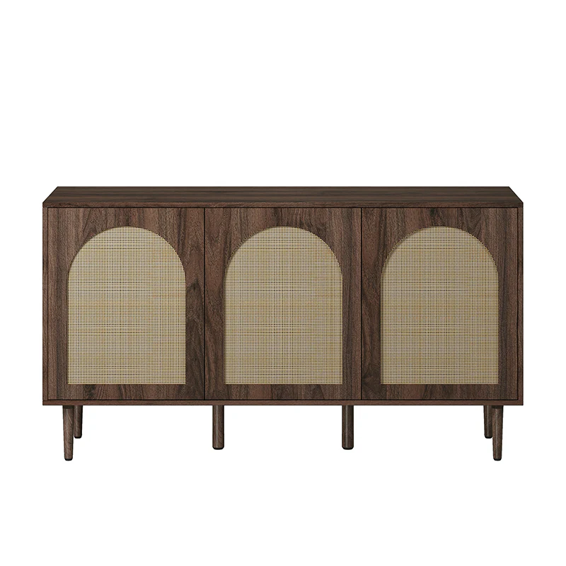 Posey 56 Wide Wood and Rattan Kacie Modern Sideboard