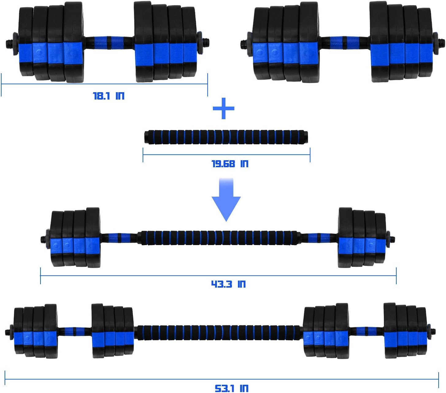 VIVITORY Dumbbell Sets Adjustable Weights, Free Weights Dumbbells Set with Connector, Non-Rolling Adjustable Dumbbell Set, Weights Set for Home Gym, 44 66 Lbs, Hexagon, Cement Mixture