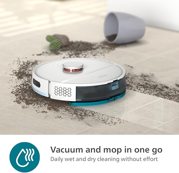 Philips HomeRun 2000 Series: 2-in-1 robot vacuum cleaner and mop, suction power 2700 Pa, run time 130 minutes, laser navigation, carpet enhancement, app control, white (XU2000/20)