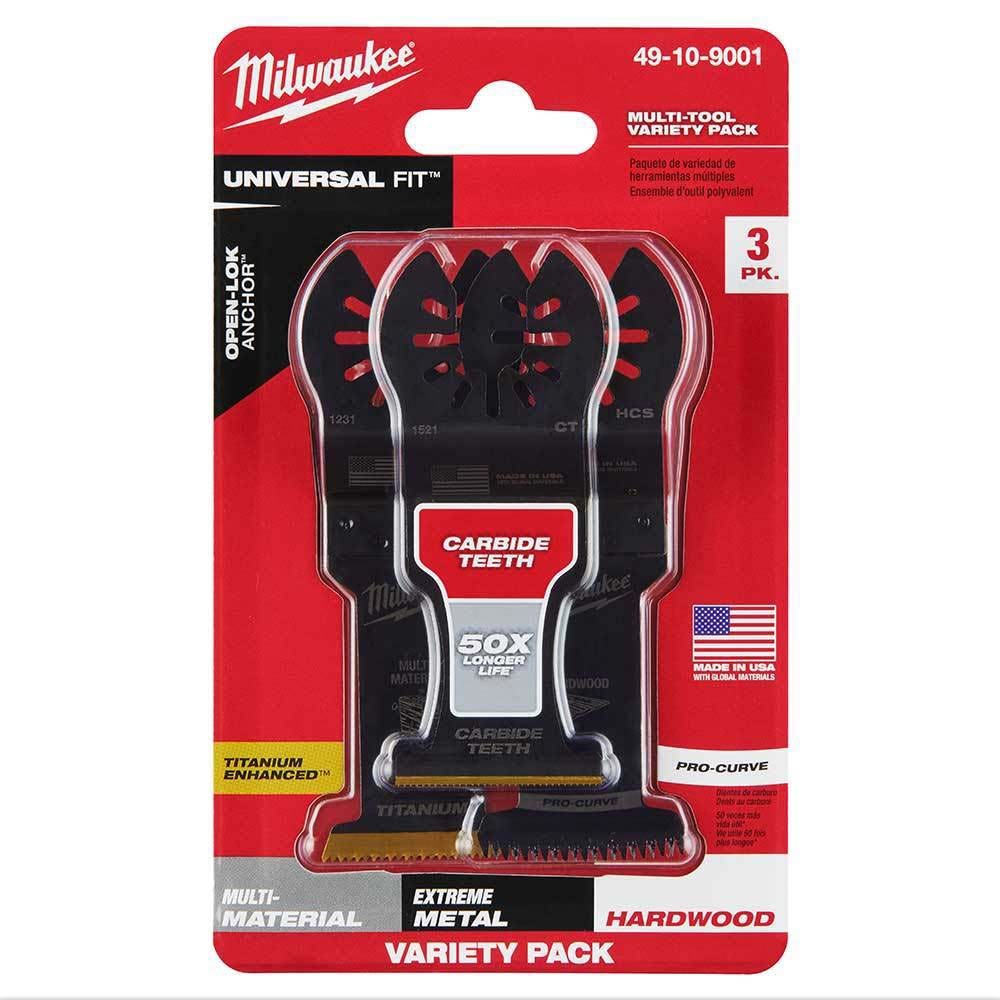 MILWAUKEE 3 piece OPEN-LOK All Purpose Multi Tool Blade Variety Pack Blades 49109001