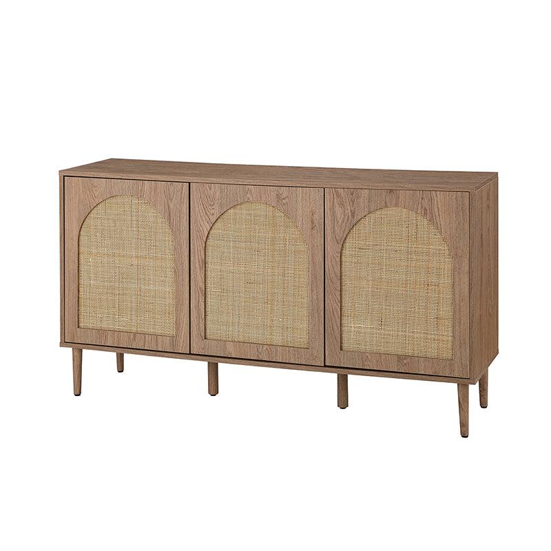 Posey 56 Wide Wood and Rattan Kacie Modern Sideboard