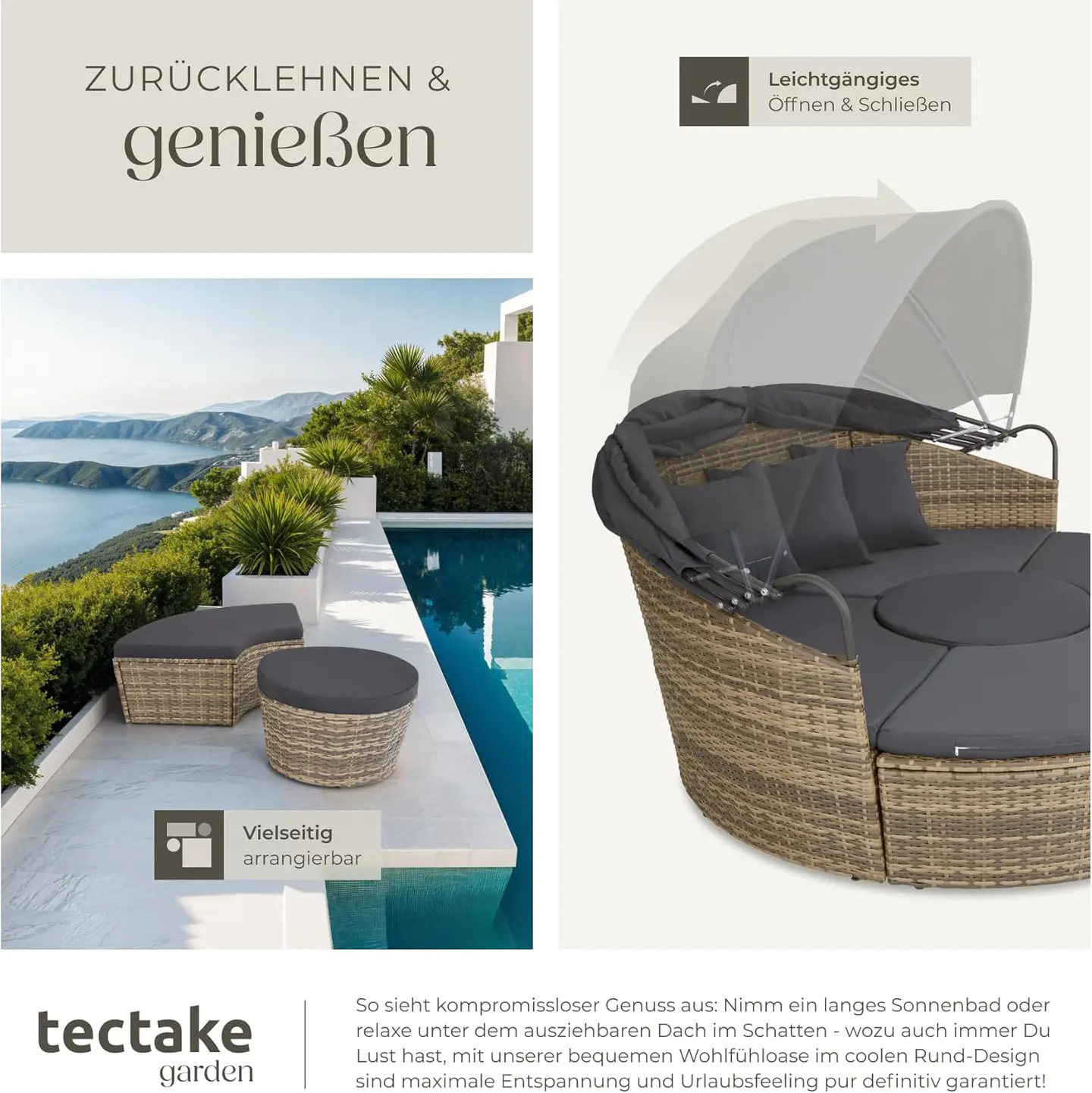 Lounge shell sun island outdoor weatherproof