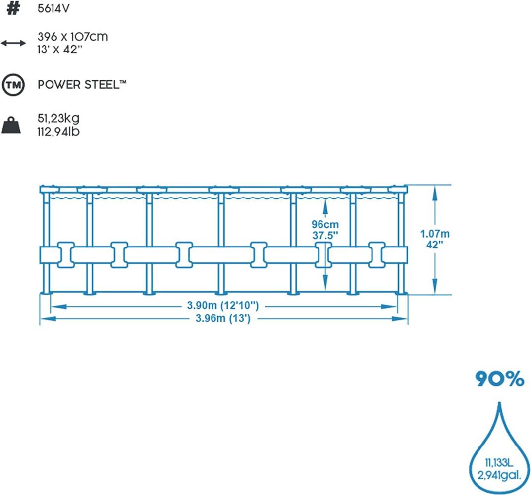 Bestway Power Steel Swimmingpool-Set mit Dach 396x107 cm