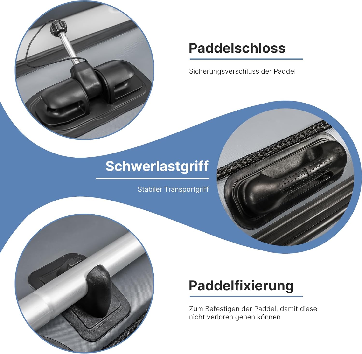 NEXX Professional Inflatable Boat 330 cm with Air Bottom with Carry Bag, 2 Paddles and Repair Kit Light Grey