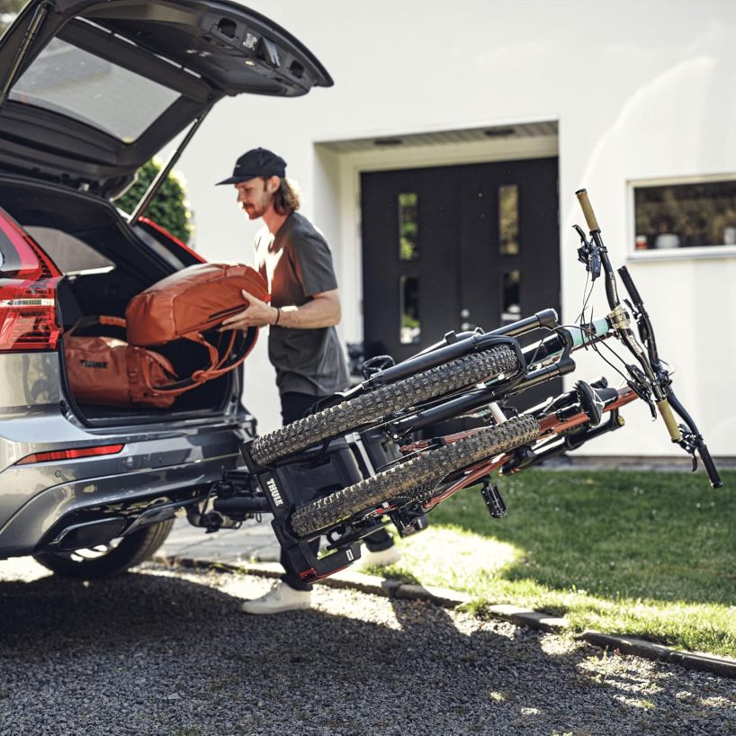 Thule EasyFold XT bike rack for tow bar 2 bikes silver