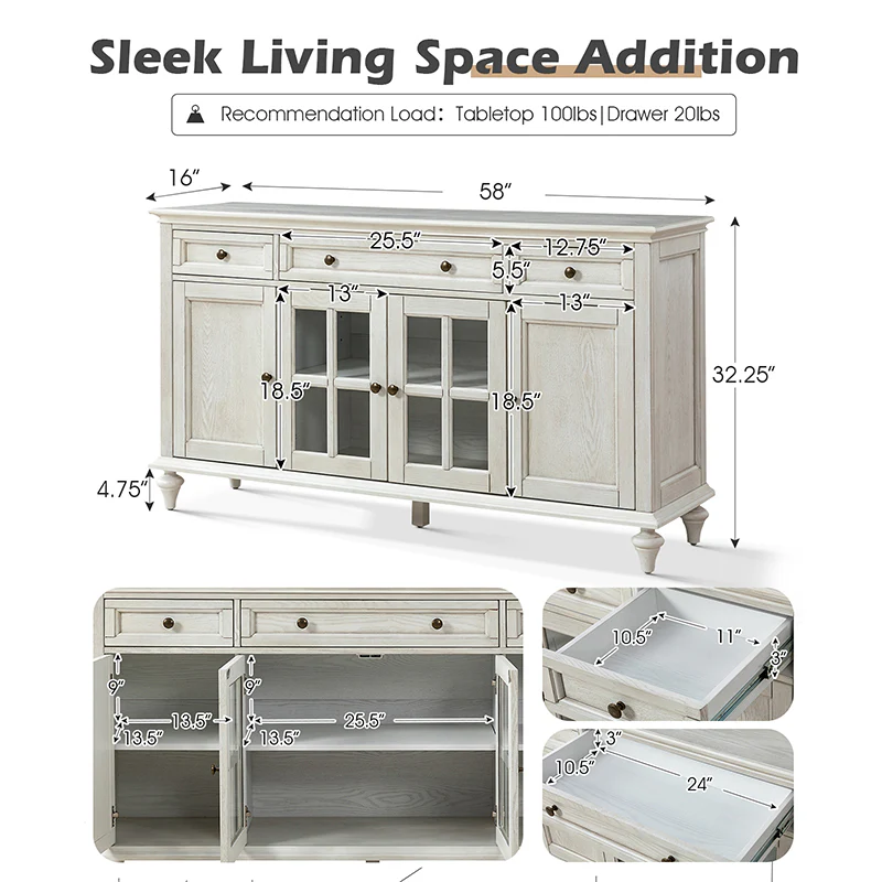 Nemo 58 Wide 3 Drawer Sideboard