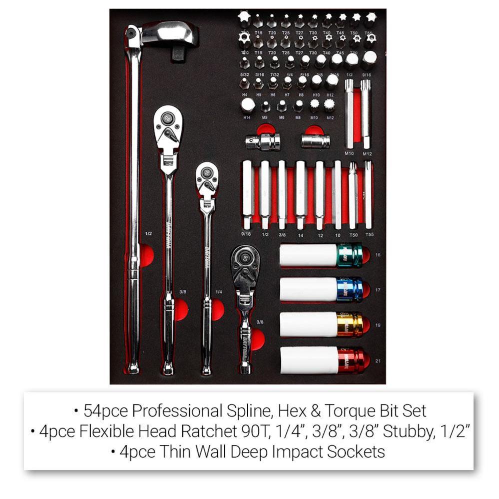 Daytona D655PS 655-Piece Machinery Tool Set with 43-Inch 12-Drawer Red Roller Cabinet