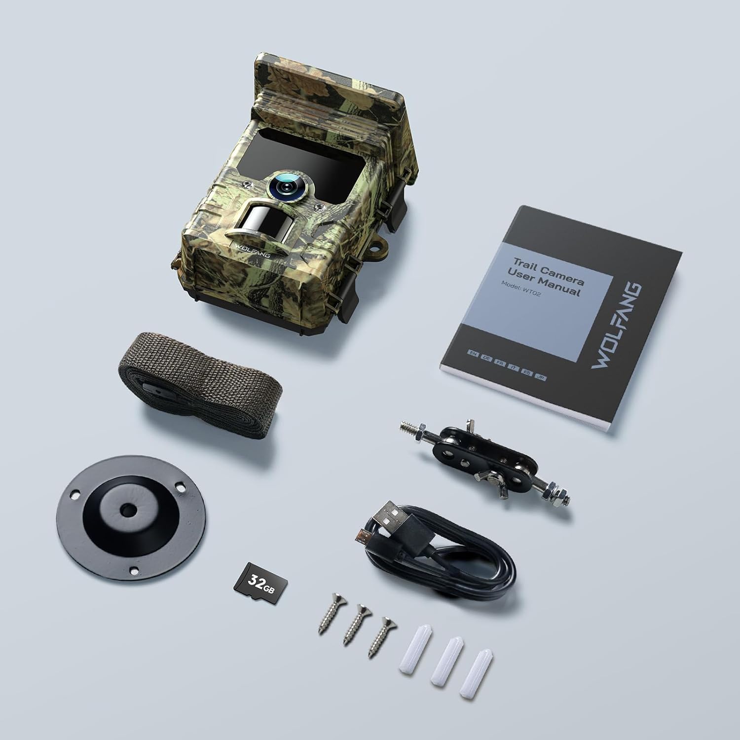 WOLFANG Wildlife Solar Camera 4K 30fps 46MP, WiFi Bluetooth Track Camera with Night Vision Motion Activated 0.1s Trigger Time IP66 Waterproof Gaming Camera for Wildlife Surveillance Micro