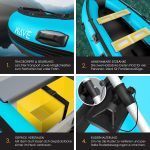 KESSER® Inflatable Boat 3.20 m for 4 People - Wave Motor Suitable Leisure Boat Paddle Boat Motor Boat Fishing Boat - with 2 Benches - Aluminium Base Paddle Pump Repair Kit & Bag Inflatable PVC