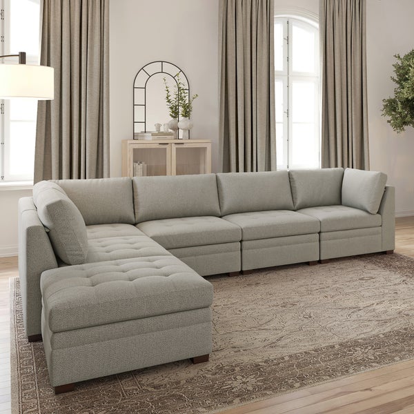 Thomasville Tisdale Modular Sectional 6-piece Boucle with Storage Ottoman